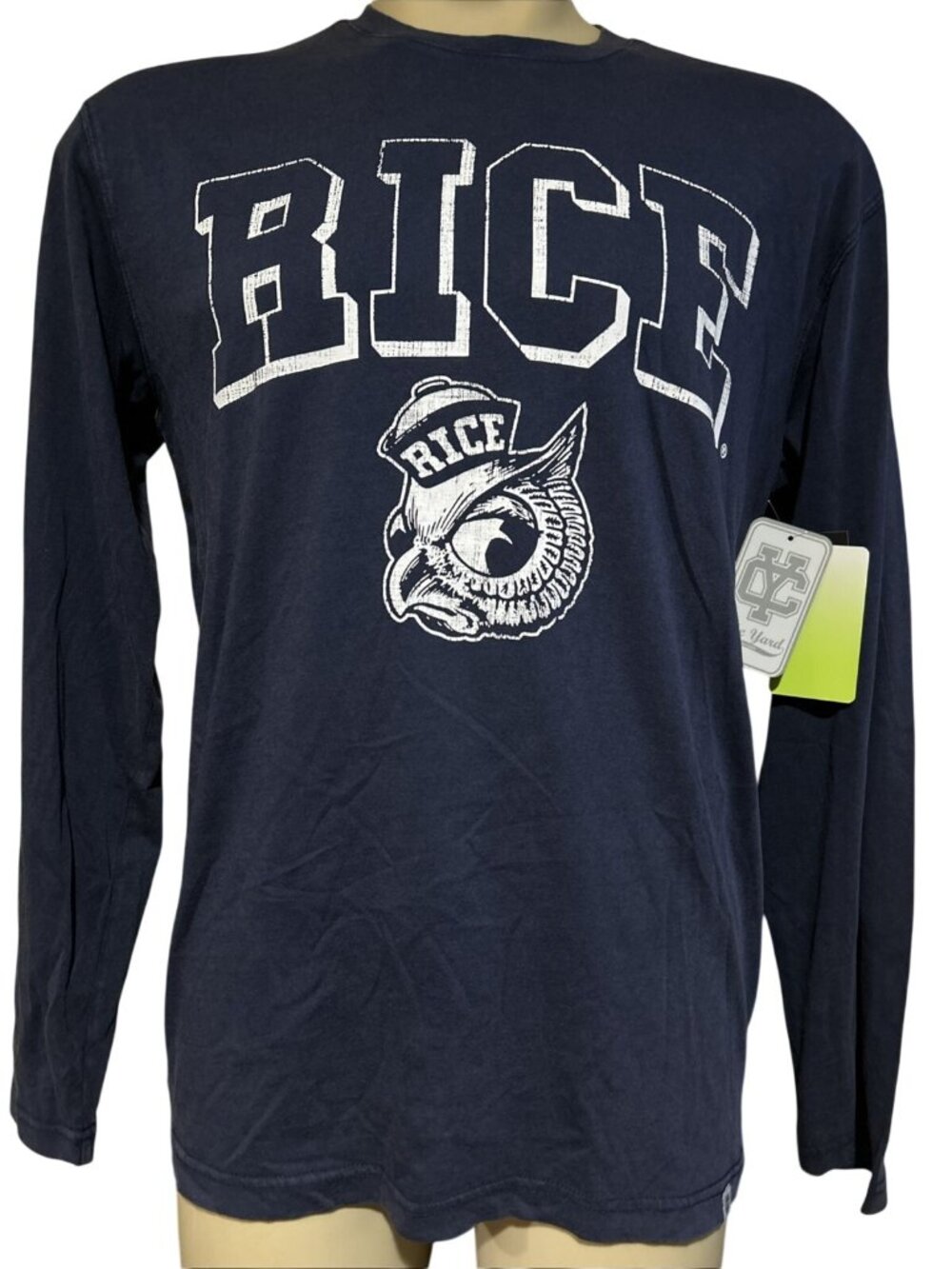 NEW Rice University Owls The Yard Navy Distressed Shirt Tee Men's L Fan Game Day